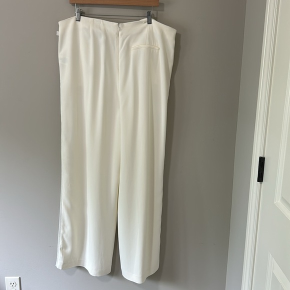 REISS Pant CARLIE MID RISE WIDE LEG TROUSERS Cream Career Sz 14 NEW - Picture 9 of 16